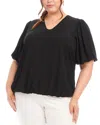 Karen Kane Puff Sleeve Crepe Top In Black