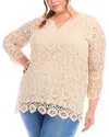Karen Kane Plus Crochet Tunic In Natural