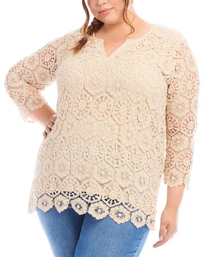 Karen Kane Plus Crochet Tunic In Natural