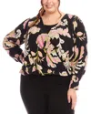 Karen Kane Floral Drape Front Top In Floral