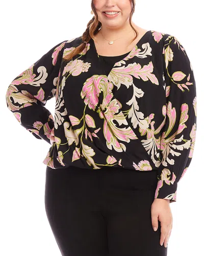 Karen Kane Floral Drape Front Top