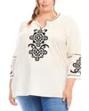 Karen Kane Embroidered Cotton Tunic Top In Cream