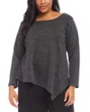 Karen Kane Metallic Sparkle Asymmetric Hem Top In Black
