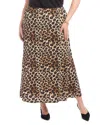 Karen Kane Plus Printed Side Slit Midi Skirt In Animal Print