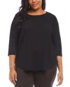 Karen Kane Textured Shirttail Top In Black