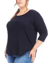 Karen Kane Textured Shirttail Top In Navy