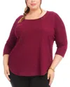 Karen Kane Textured Shirttail Top In Wine