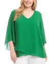 Karen Kane Plus Size Bracelet Sleeve Asymmetric Top In Green