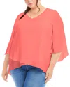 Karen Kane Crossover Hem Asymmetric Top In Salmon