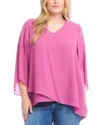 Karen Kane Plus Size Crossover Hem Top In Tulip