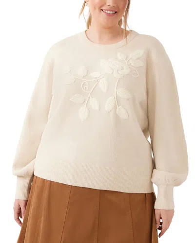 Karen Kane Plus Size Embroidered Blouson Sleeve Sweater In Red