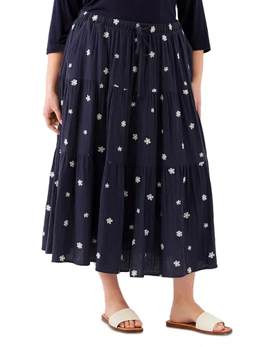 Karen Kane Plus Size Embroidered Tiered Midi Skirt In Blue