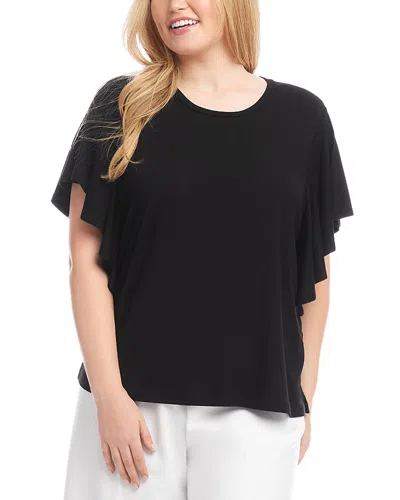 KAREN KANE PLUS SIZE FLUTTER SLEEVE CREWNECK TOP
