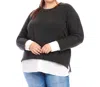 Karen Kane Mixed Media Layered Crewneck Sweater