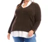 Karen Kane Plus Size Layered Sweater In Brown In Brown