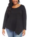 KAREN KANE PLUS SIZE LONG SLEEVE ASYMMETRICAL TOP