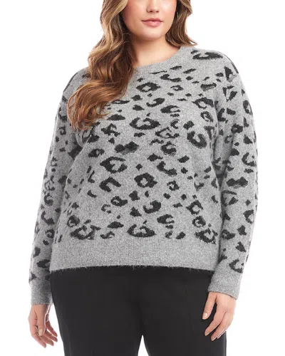 Karen Kane Plus Size Metallic Animal Print Crewneck Sweater In Multi