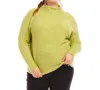 Karen Kane Plus Size Mock Neck Boucle Sweater In Moss In Green