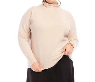 Karen Kane Plus Size Mock Neck Sweater In Sand In Pink