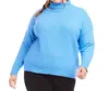 Karen Kane Plus Size Mock Neck Sweater In Sea In Blue