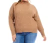 Karen Kane Plus Size Mock Neck Sweater In Walnut In Brown