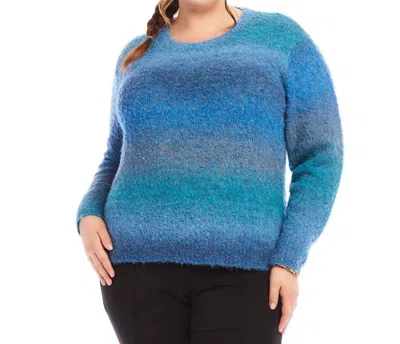 Karen Kane Plus Size Ombre Boucle Sweater In Dark Blue