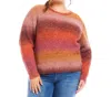 Karen Kane Plus Size Ombre Boucle Sweater In Sunset In Multi