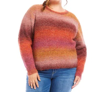 Karen Kane Plus Size Ombre Boucle Sweater In Sunset In Multi