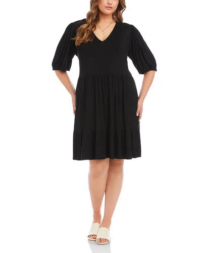 Karen Kane Plus Size Puff Sleeve Tiered Dress In Black