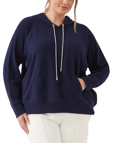 Karen Kane Plus Size Rhinestone Drawstring Hoodie Sweatshirt In Blue