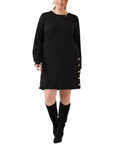 Karen Kane Plus Size Round Neck Side Button Dress In Black