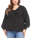 Karen Kane Plus Size Sequin V Neck Sweater In Multi