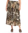 Karen Kane Plus Size Side-slit Midi Skirt In Print In Animal Print