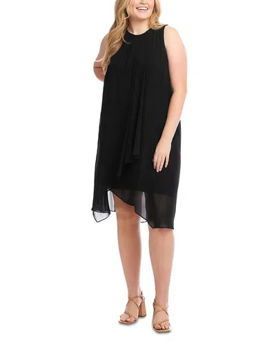 Karen Kane Plus Size Sleeveless Draped Crossover Dress In Black