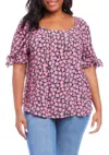 Karen Kane Plus Size Square Neck Top In In Full Bloom