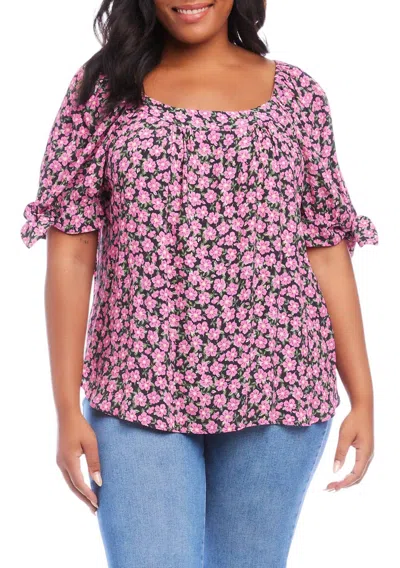 Karen Kane Plus Size Square Neck Top In In Full Bloom