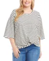 Karen Kane Plus Size Stripe Flare Sleeve Pick Up Top