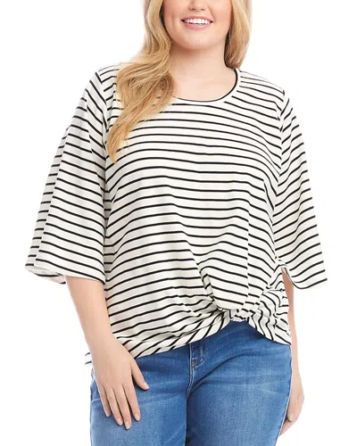Karen Kane Plus Size Stripe Flare Sleeve Pick Up Top