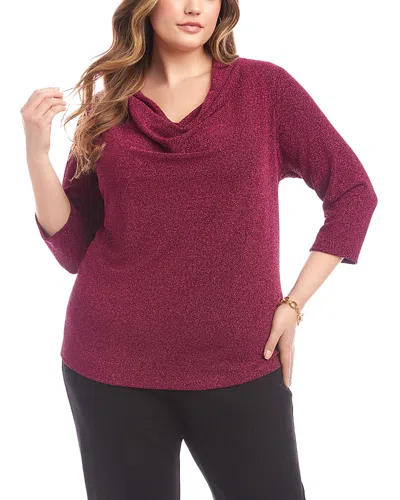 Karen Kane Plus Size Three Quarter Sleeve Drape Front Top In Red