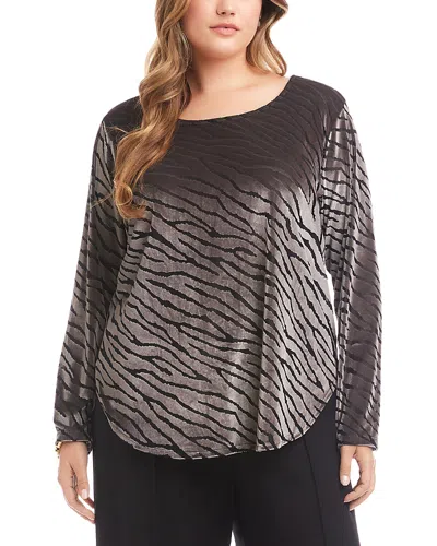 Karen Kane Plus Size Velvet Burnout Shirt In Black