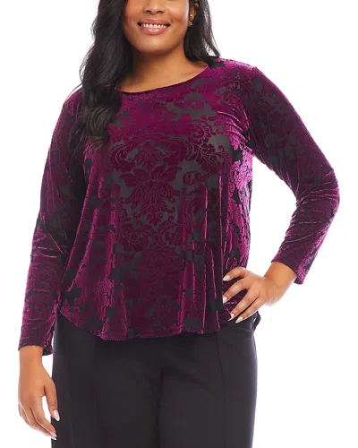 Karen Kane Plus Size Velvet Burnout Shirttail Top In Purple