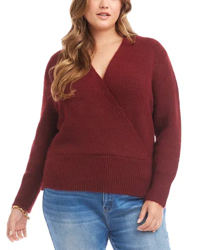 Karen Kane Plus Size Wrap Sweater In Burgundy
