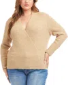 Karen Kane Plus Size Wrap Sweater In Neutral