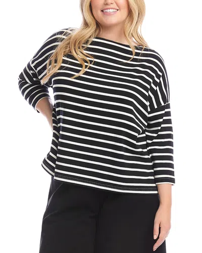 Karen Kane Stripe Boat Neck Top In Black
