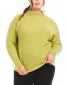 Karen Kane Plus Size Mock Neck Boucle Sweater In Moss In Green