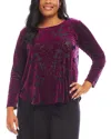 Karen Kane Velvet Burnout Shirttail Top In Wine In Wine