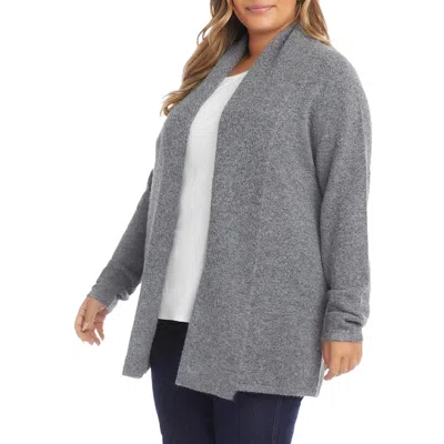 Karen Kane Plus Womens Knit Long Sleeves Cardigan Sweater In Grey