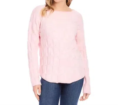 Karen Kane Poet Cable Shirt Tail Sweater In Pink