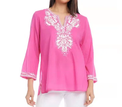 Karen Kane Prim Embroidered Tunic In Pink