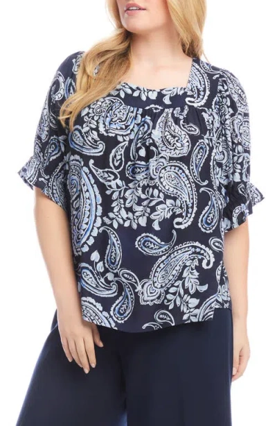 KAREN KANE KAREN KANE PRINT RUFFLE SLEEVE TOP